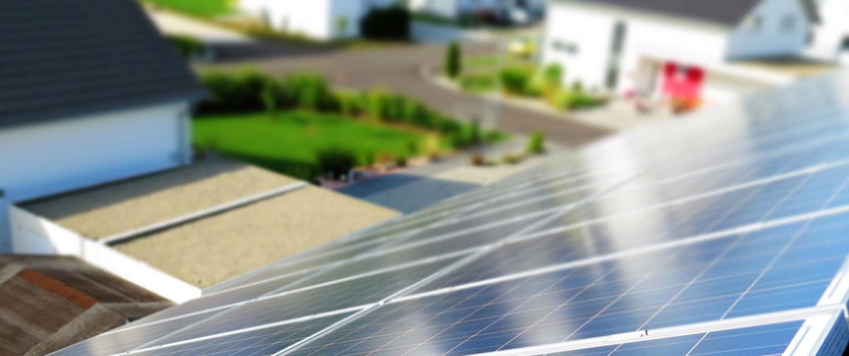 solar panels in a sunny street